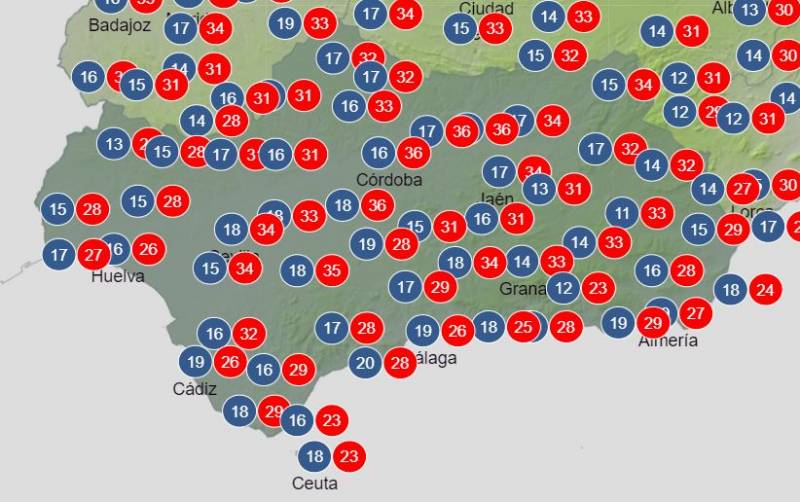 <span style='color:#780948'>ARCHIVED</span> - Temperatures cool down and will not pass 40 this week: Andalusia weather forecast May 23-29