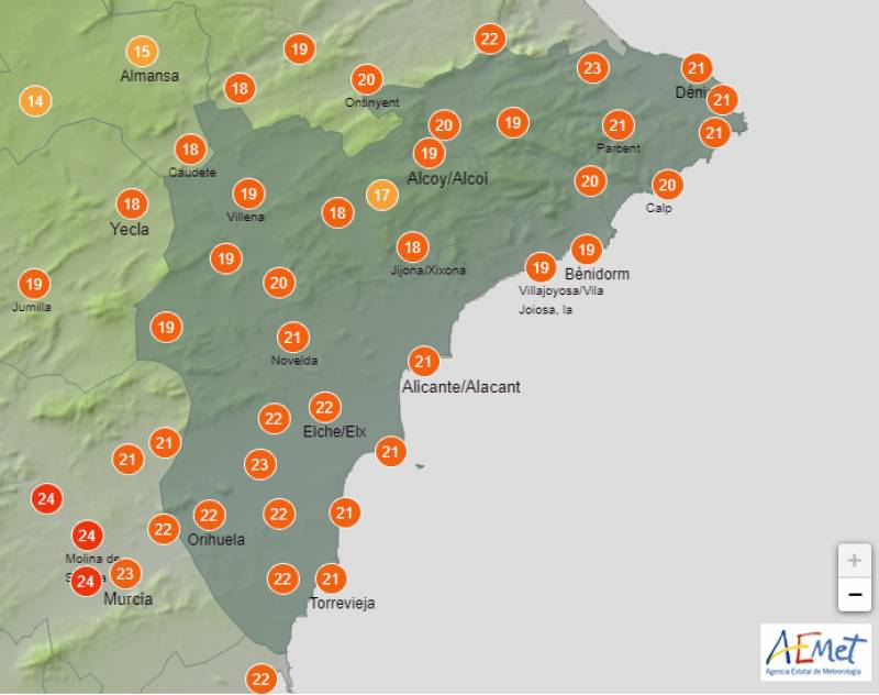 Sharp drop in temperatures this weekend: Alicante weather forecast Nov 30-Dec 3