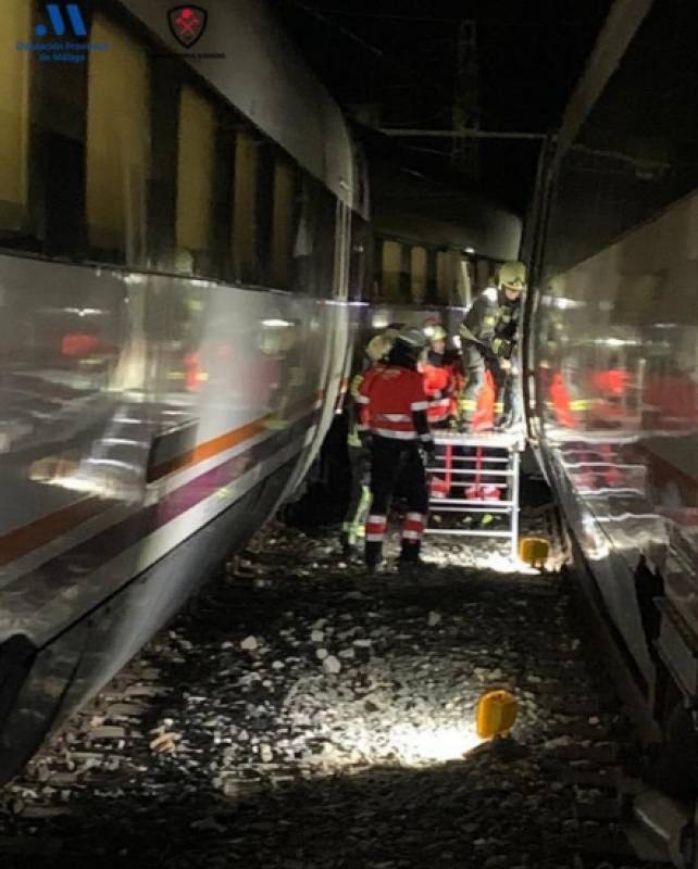 Thirteen people injured in crash between two trains in Malaga