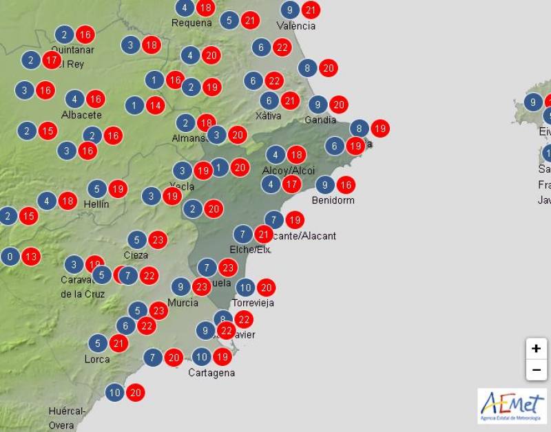 Temperatures plummet this week: Alicante weather forecast Feb 26-29