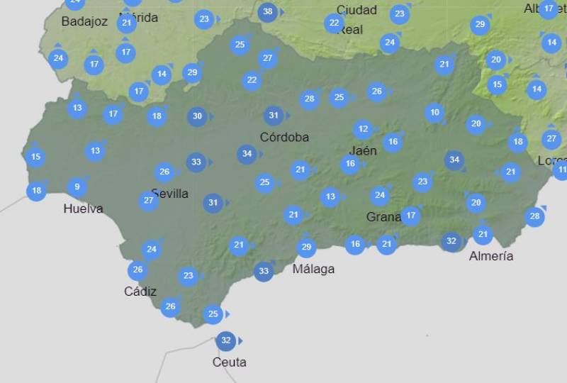 Rain on the Portuguese side: Andalusia weekly weather forecast June 17-23