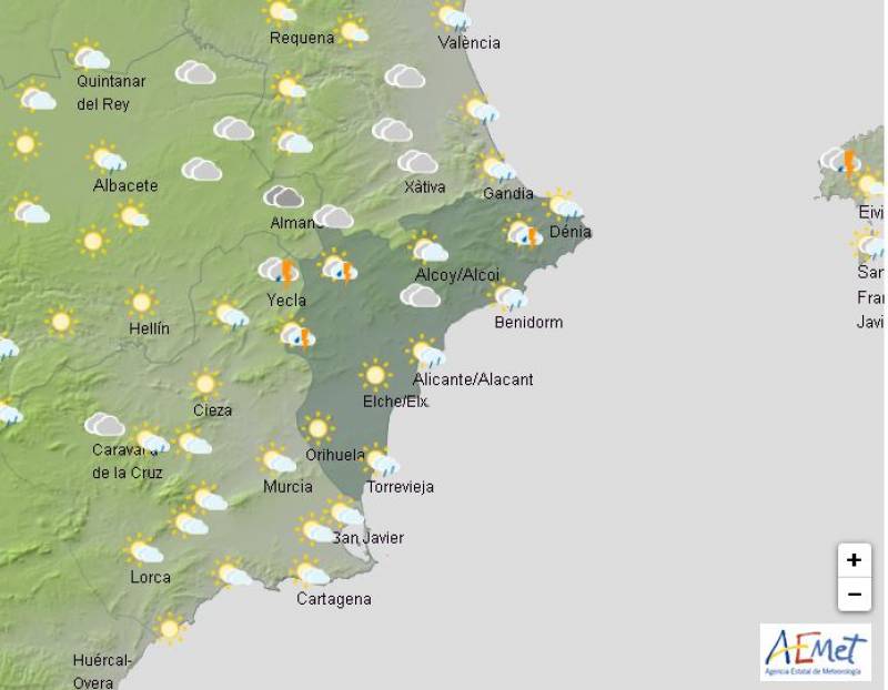 Widespread rain and thundery showers: Alicante weather forecast Sept 2-8