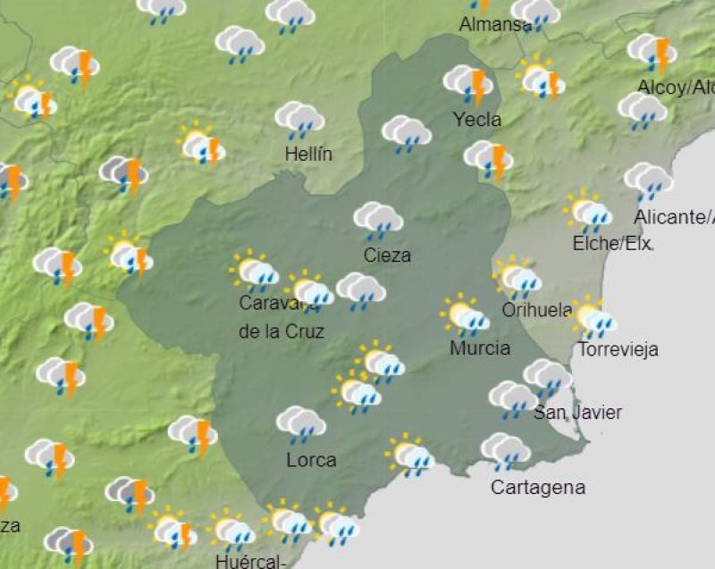 Murcia starts the weekend on alert for rain: Weather forecast September 20-23