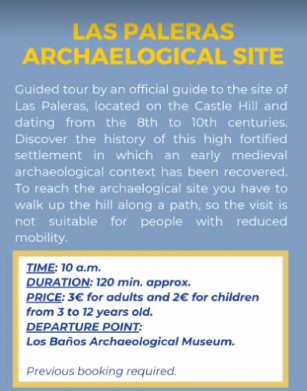 December 14 Guided tour IN ENGLISH of the Las Paleras archaeological site in Alhama de Murcia