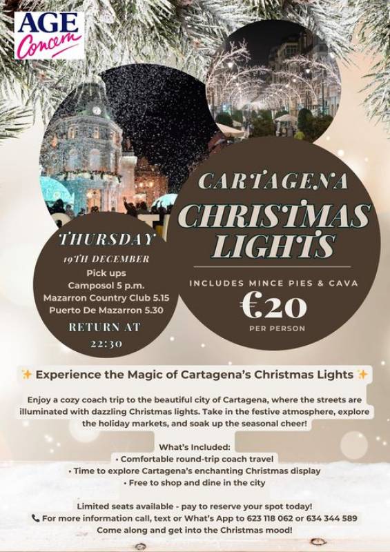 December 19 Age Concern Cartagena Christmas lights and shopping trip