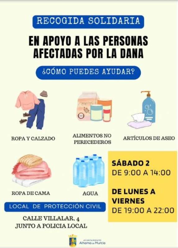 DANA flood disaster collection points in the Region of Murcia