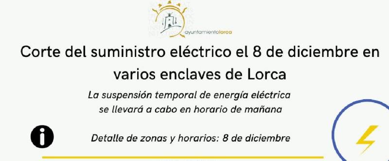 Scheduled power cuts in Lorca this bank holiday weekend