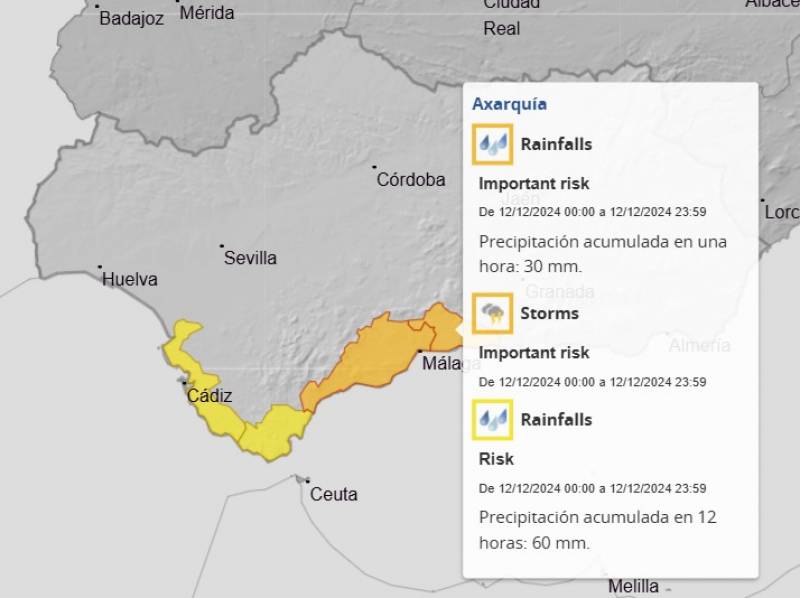 Storms batter Andalusia: Weekend weather forecast December 12-15