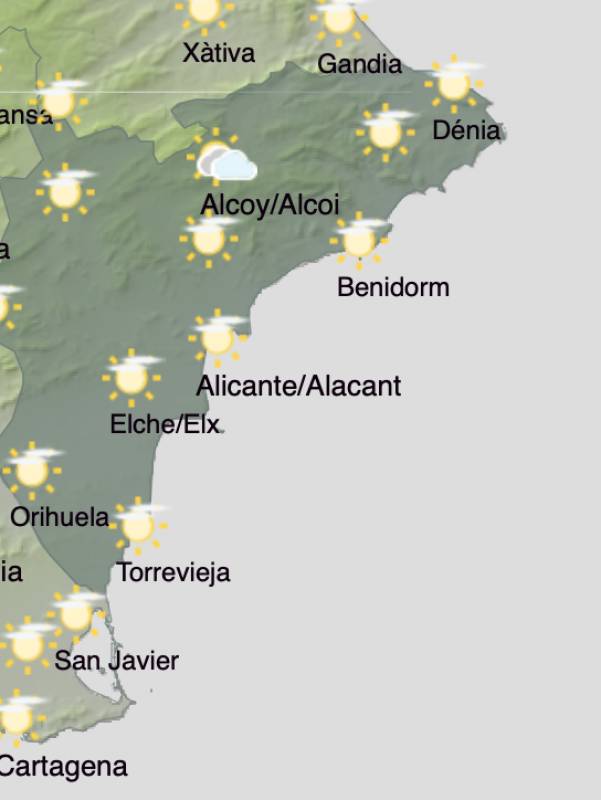 Alicante weather forecast January 2-5: Sunshine all weekend