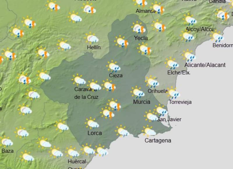 This is when the rain hits Murcia this week: Weather forecast February 10-16