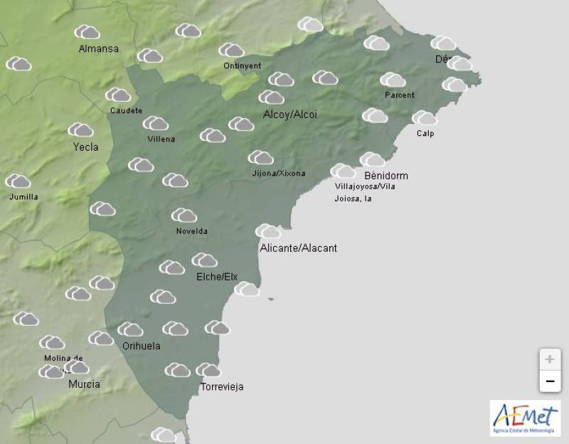 Overcast but mild: Alicante weather forecast February 24-27