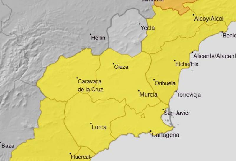 Murcia assesses storm damage as yellow warnings remain active this Tuesday and Wednesday