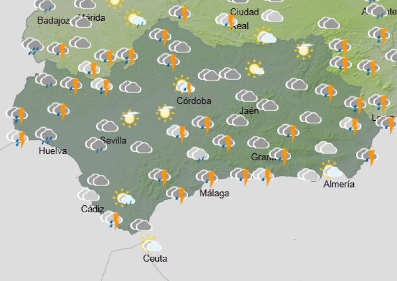 Andalucía weather forecast March 17 - March 20: Heavy rain, storms and strong winds