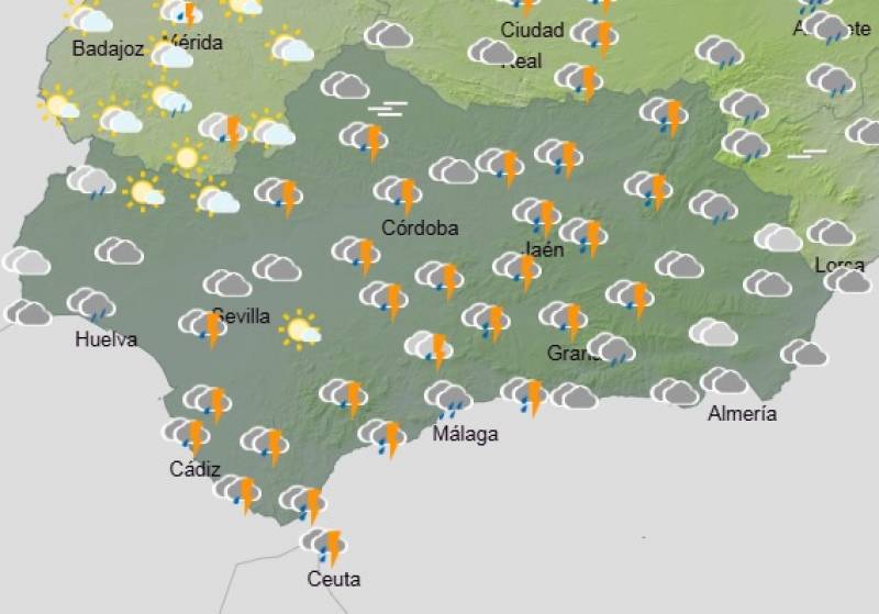 Andalucía weather forecast March 17 - March 20: Heavy rain, storms and strong winds