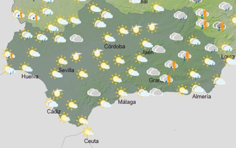 Andalucía weekly weather forecast May 12-15: Warm days with rain and storms in the east