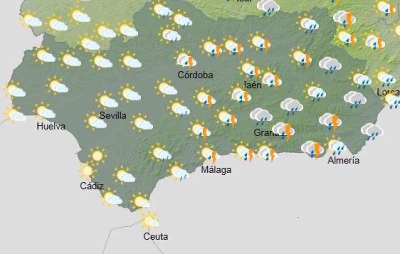 Andalucía weekly weather forecast May 12-15: Warm days with rain and storms in the east