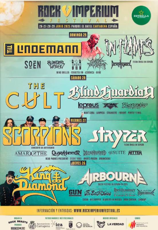 June 26 to 29 Rock Imperium festival in Cartagena
