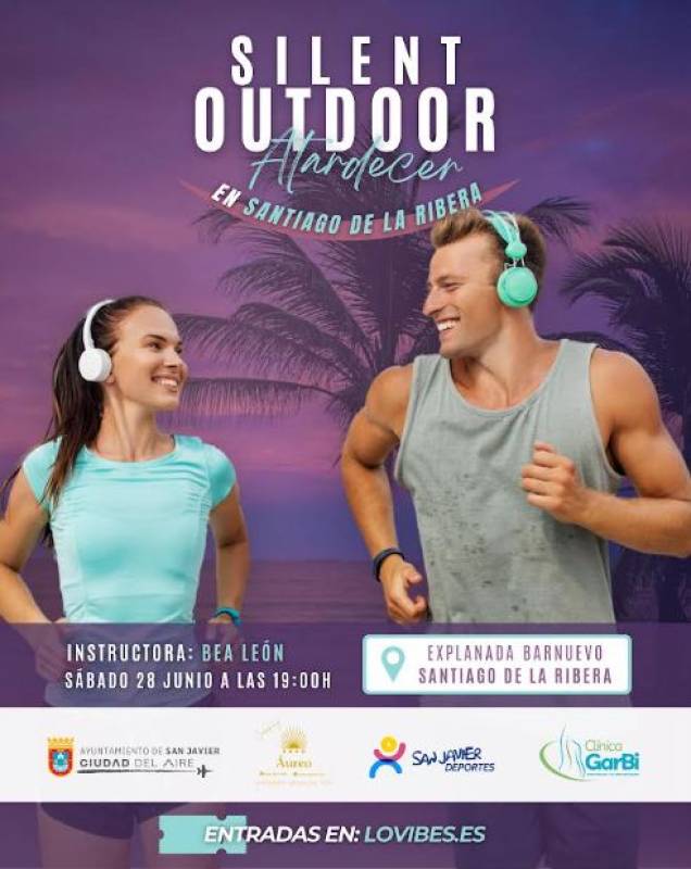 June 28 Silent Outdoor Sunset fitness and music session in Santiago de la Ribera