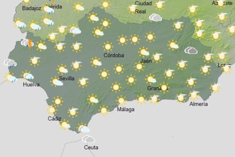 Andalucía weekly weather forecast June 23–26: Hot inland with scattered showers and dusty skies