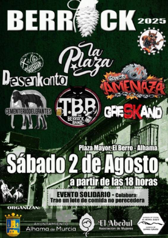 August 2 Berrock charity rock festival in the Alhama village of El Berro