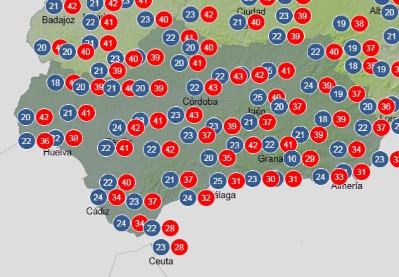 Andalucía weekly weather August 11-14: Sunshine dominates with a few storms inland
