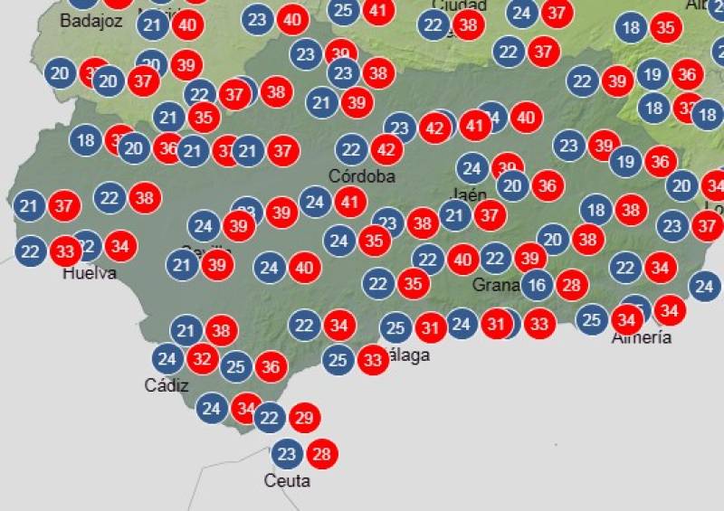 Andalucía weekly weather August 11-14: Sunshine dominates with a few storms inland