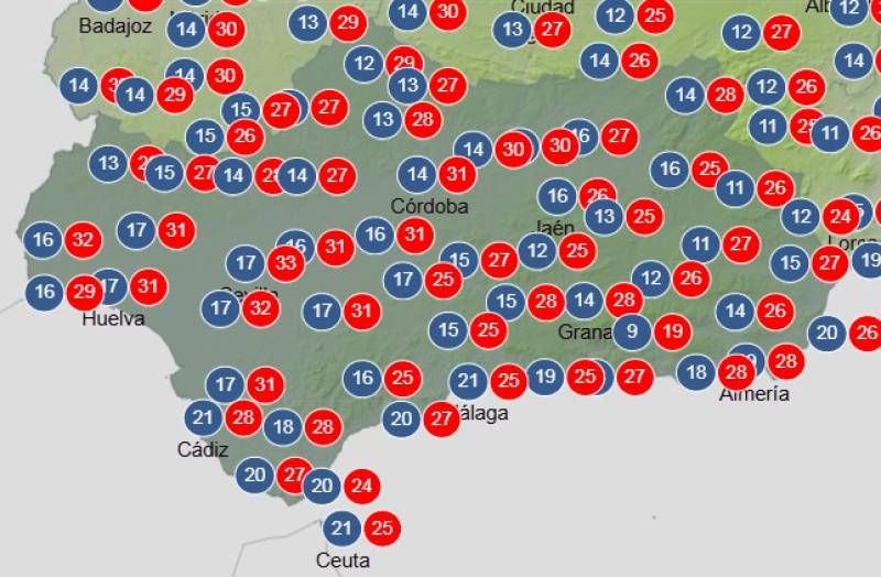 Andalucía weekend weather forecast October 2-5: Mostly clear skies with light winds