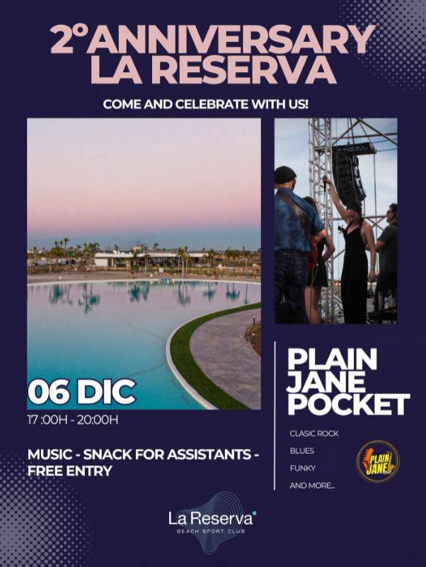 December 6 Live rock and blues music with tapas at La Reserva Beach Club, Santa Rosalía resort
