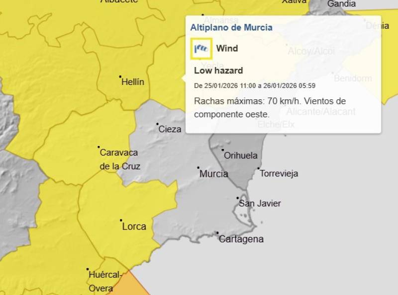 Temperatures above 20 degrees in Murcia, even as storm batters with wind and rain: Weather forecast January 26-29