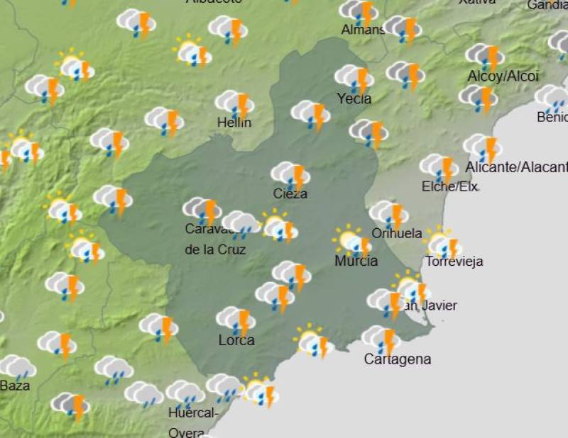 More rain and storms on the way: Murcia weekly weather forecast March 2-5