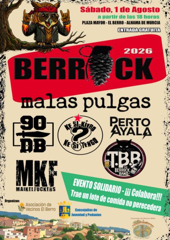 August 1 Berrock charity rock festival in the Alhama village of El Berro